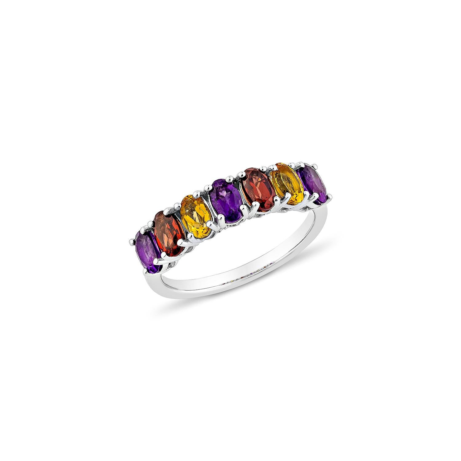 Contemporaneo Anello Sunita Nahata con ametista, citrino e granato 1,78ct in 14KWG. in vendita