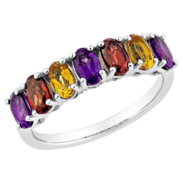 Sunita Nahata Amethyst, Citrine and Garnet 1.78ct Fancy Ring in 14KWG.