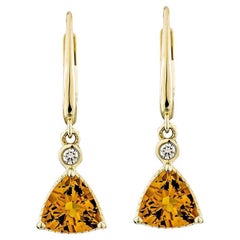 Pendientes de gota de citrino Sunita Nahata de 1,79 quilates en 14KYG con diamante blanco.