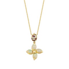 Sunita Nahata Opal 1.79ct. Pendant in 18KYG with Mix Gemstones and Diamond.