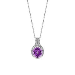 Sunita Nahata Amethyst 1.80ct. Pendentif en or blanc 14 carats avec diamants