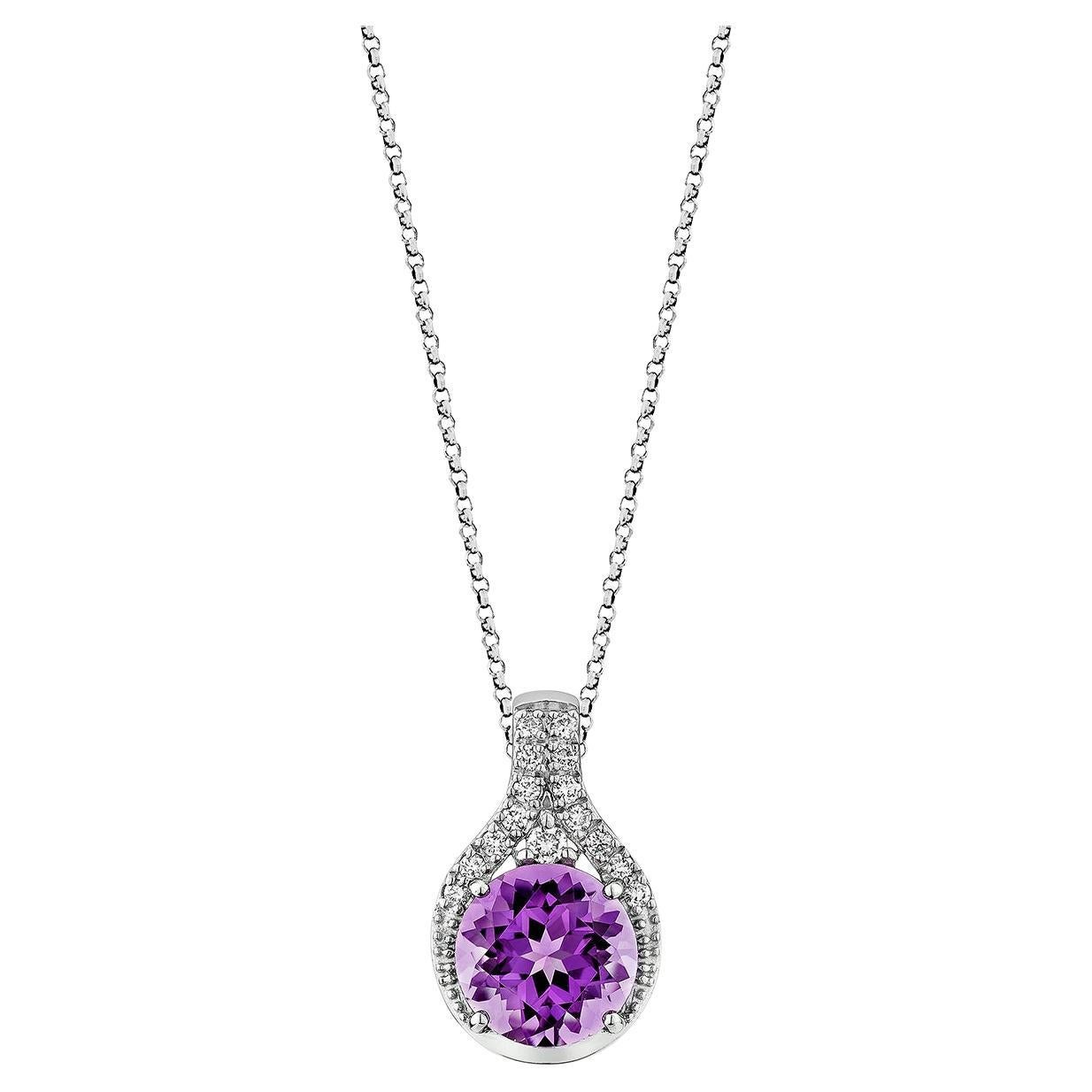 Sunita Nahata Amethyst 1.80ct. Pendant in 14Karat White Gold with Diamonds.