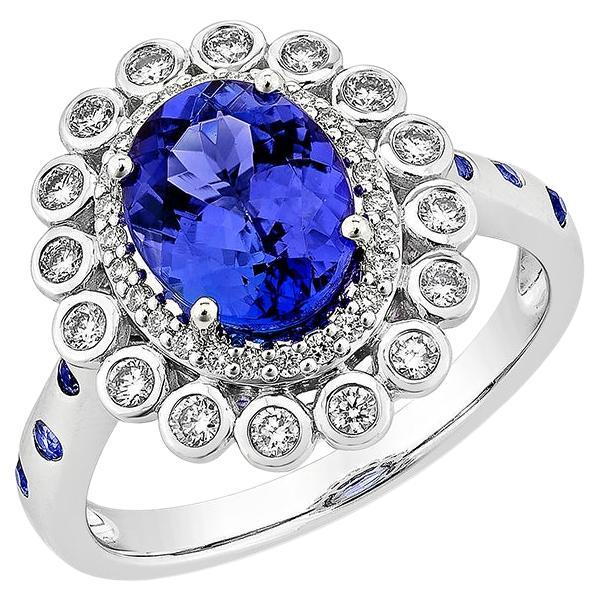 Sunita Nahata Tanzanite & Blue sapphire 1.83ct. Ring in 18KWG with Diamond.