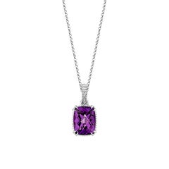 Sunita Nahata Amethyst 1.86ct. Pendentif en or blanc 14 carats avec diamants