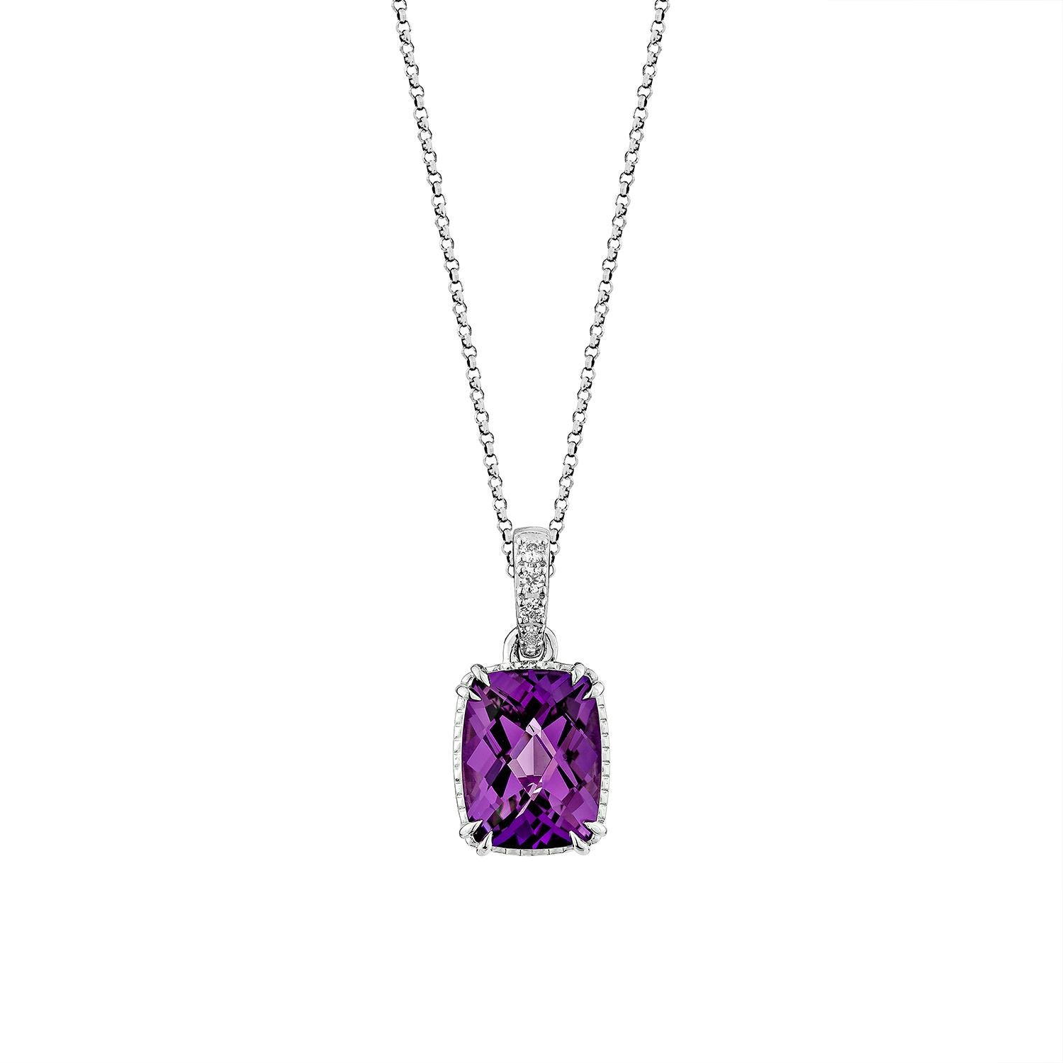 Contemporaneo Sunita Nahata Ametista 1.86ct. Ciondolo in oro bianco 14 carati con diamanti. in vendita