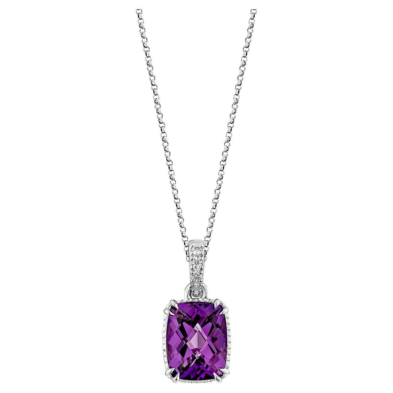 Sunita Nahata Amethyst 1.86ct. Pendant in 14Karat White Gold with Diamonds.