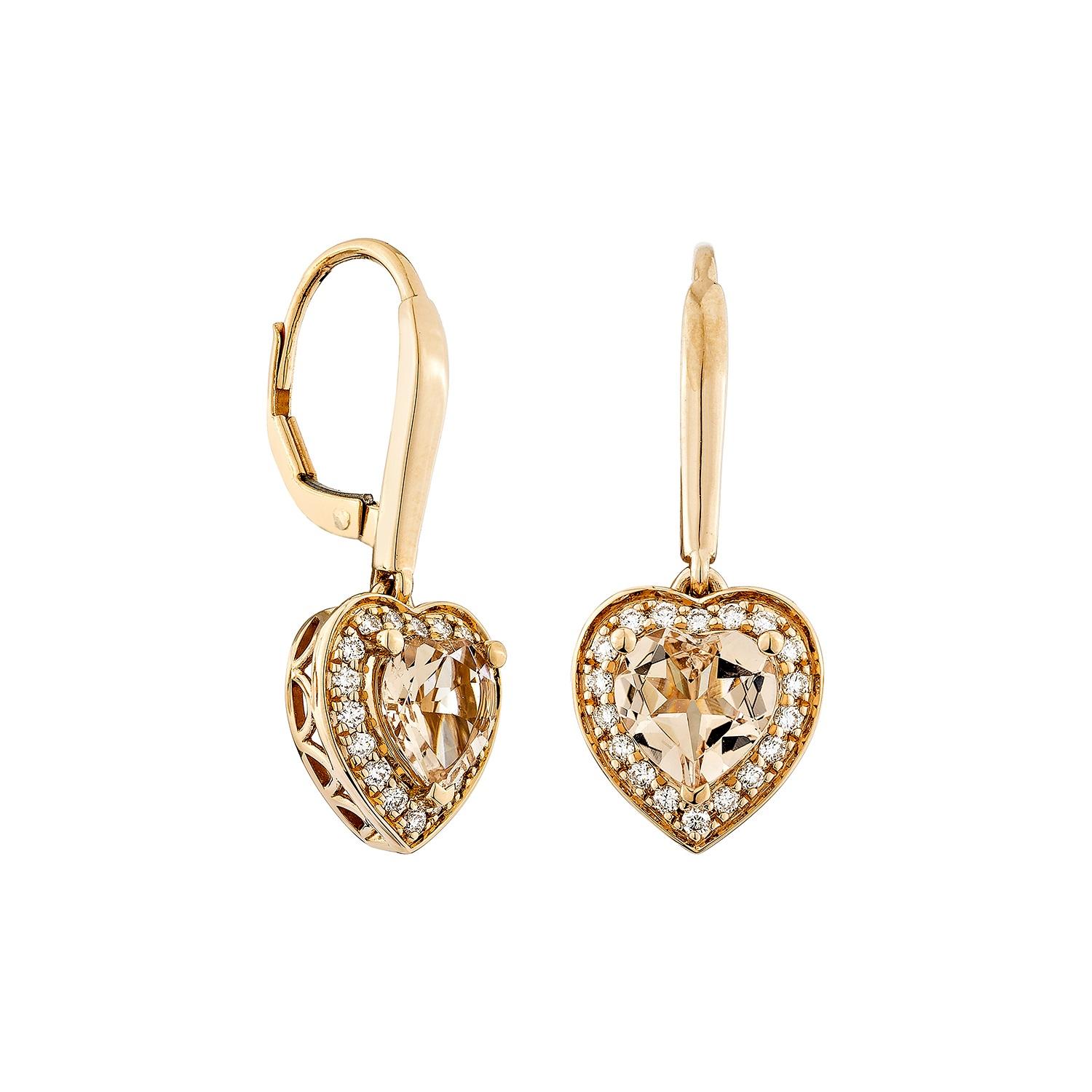 Questa collezione comprende una serie di Morganite, simbolo dell'amore e delle relazioni, che la rende una scelta eccellente per una varietà di applicazioni. Accentuato da diamanti bianchi, questo orecchino è realizzato in oro rosa e presenta un