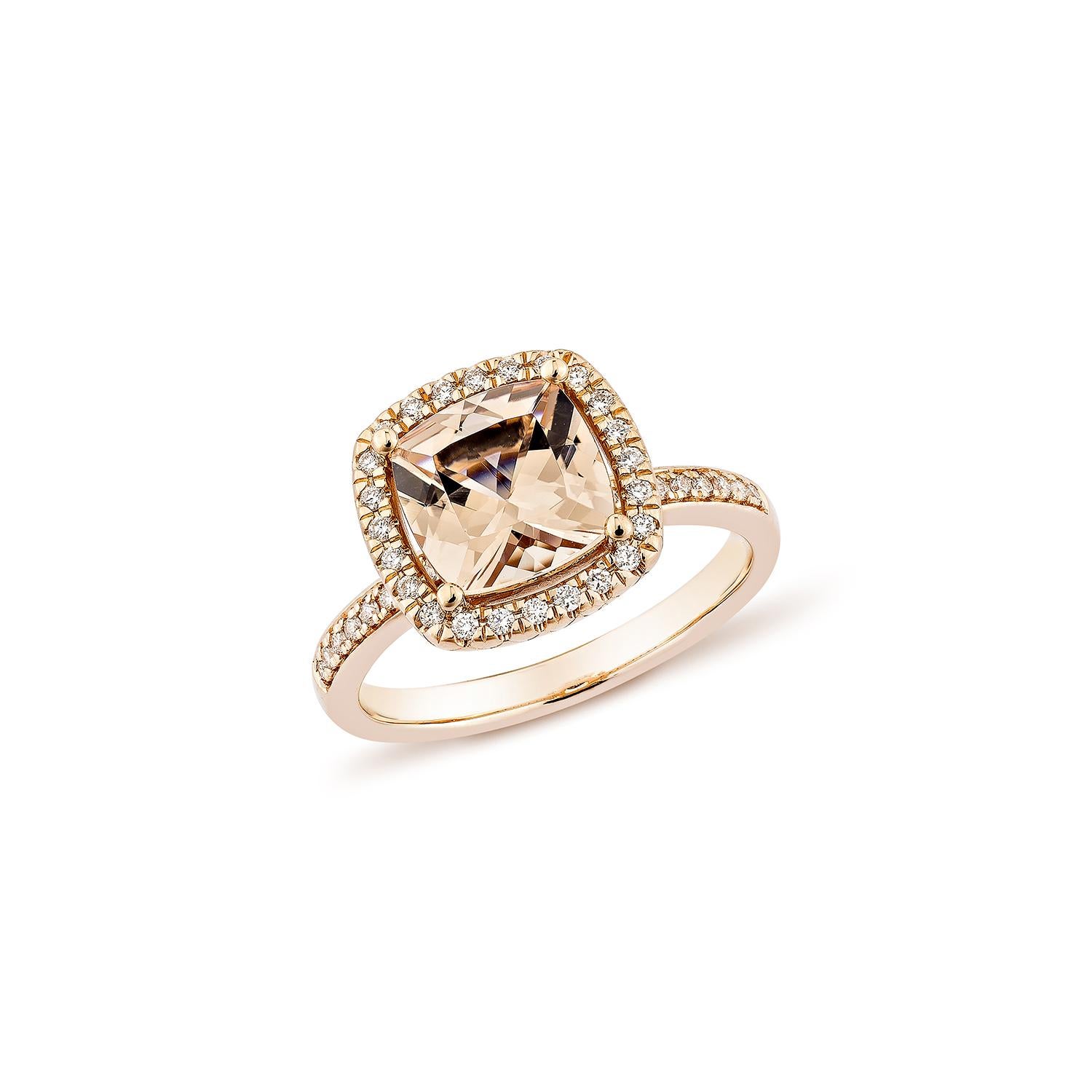 Contemporary Sunita Nahata Morganite 1.87ct. Fancy Ring in 14KRG with Diamond. For Sale