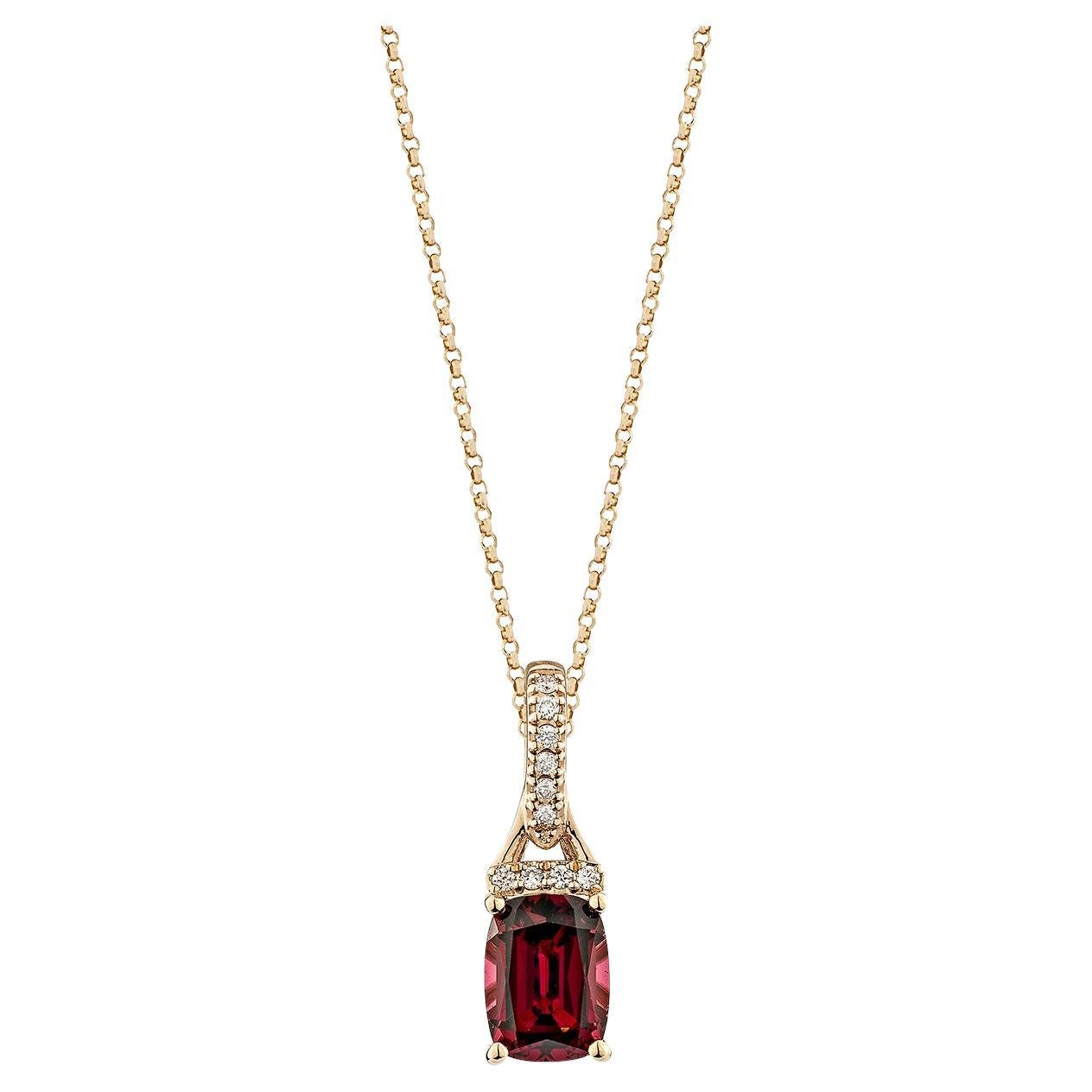 Sunita Nahata Rhodolite 1.89ct. Pendant in 14KRG with White Diamond.