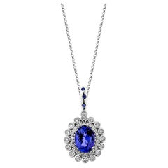 Sunita Nahata Tanzanite & Blue Sapphire 1.89ct. Pendant in 18KWG with Diamond.