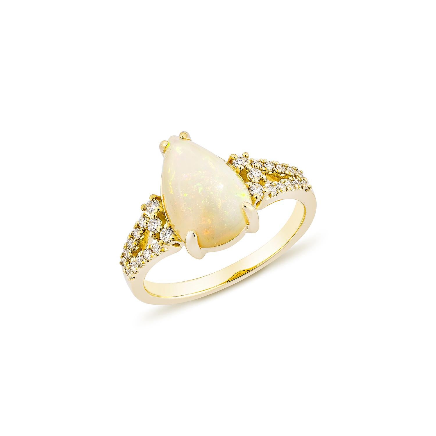 Contemporary Sunita Nahata Ethiopian Opal 1.91ct. Fancy Ring in 18KYG with Diamond. For Sale