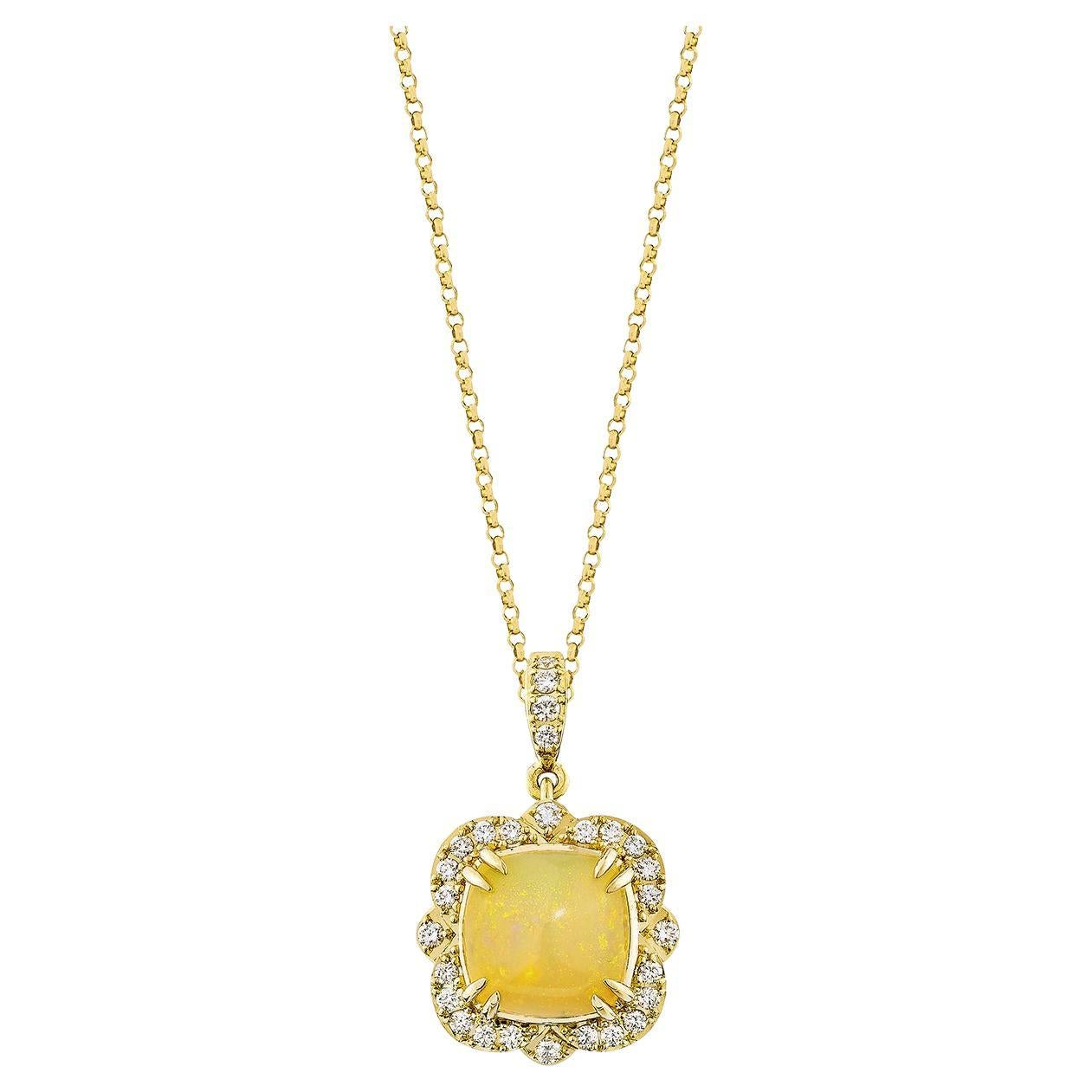 Sunita Nahata Ethiopian Opal 1.93ct. Pendant in 18KYG with White Diamond.