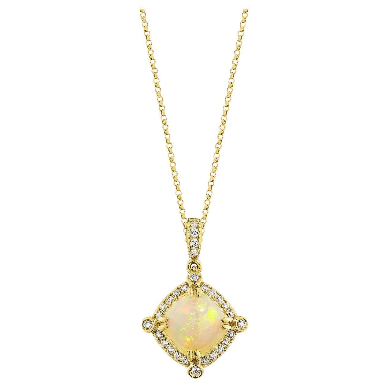 Sunita Nahata Ethiopian Opal 1.97ct. Pendant in 18KYG with White Diamond.