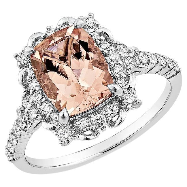 Sunita Nahata Pink Morganite 1.97ct. Fancy Ring in 18KWG with Diamond.