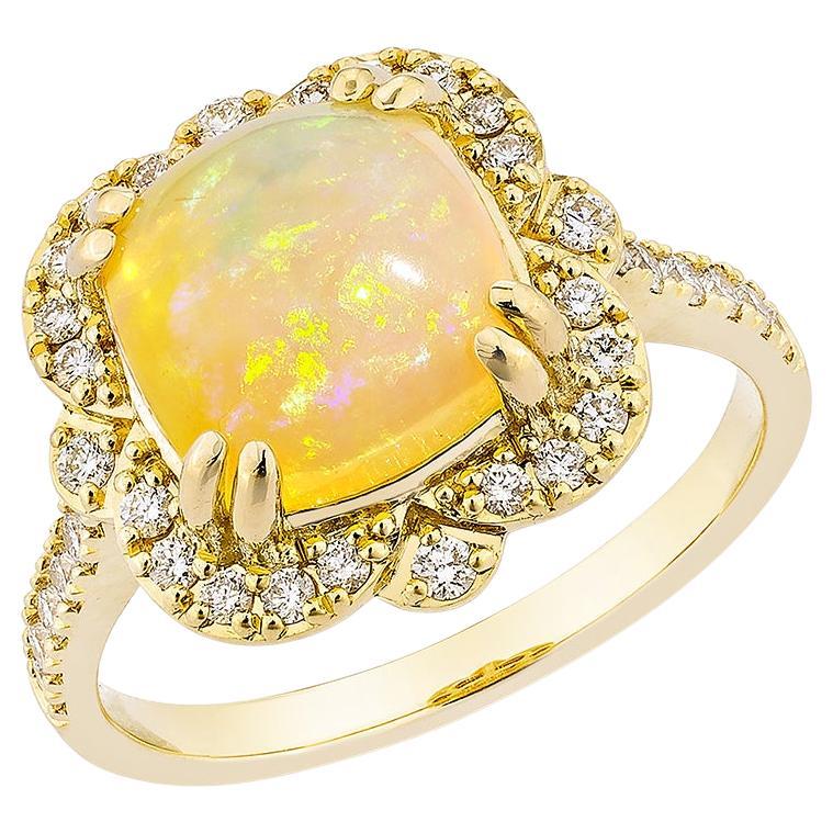 Sunita Nahata Ethiopian Opal 2.01ct. Fancy Ring in 18KYG with White Diamond.
