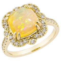 Sunita Nahata Ethiopian Opal 2.01ct. Fancy Ring in 18KYG with White Diamond.
