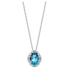 Sunita Nahata Schweizer Blautopas 2,02 Karat. Anhänger in 14KWG mit weißem Diamanten.