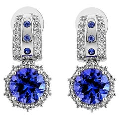 Sunita Nahata Tanzanite e Zaffiro 2,02ct. Orecchini a goccia in 18KWG con diamante.