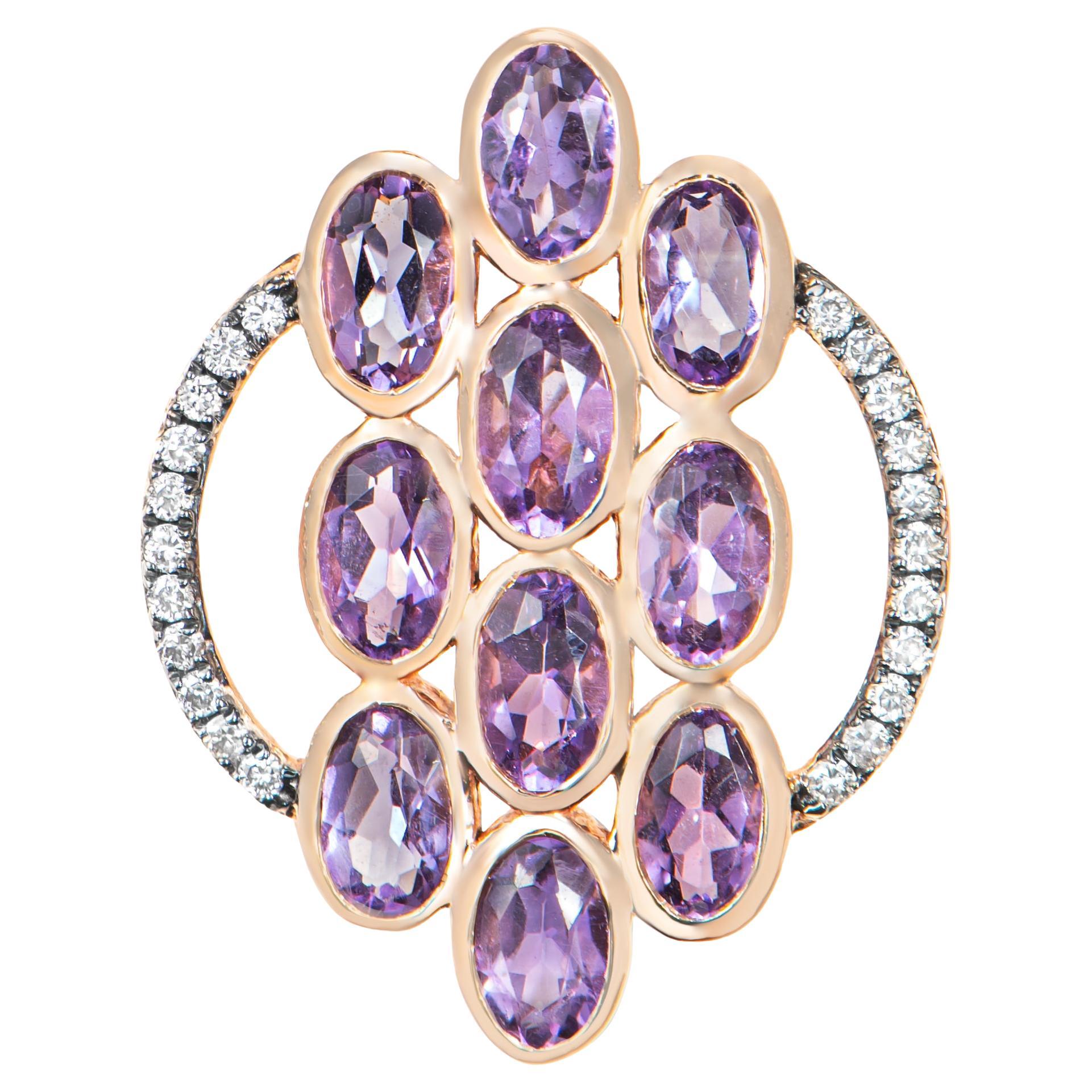 Sunita Nahata Amethyst 2.03ct. Pendant in 14KRG with Brown Diamond.
