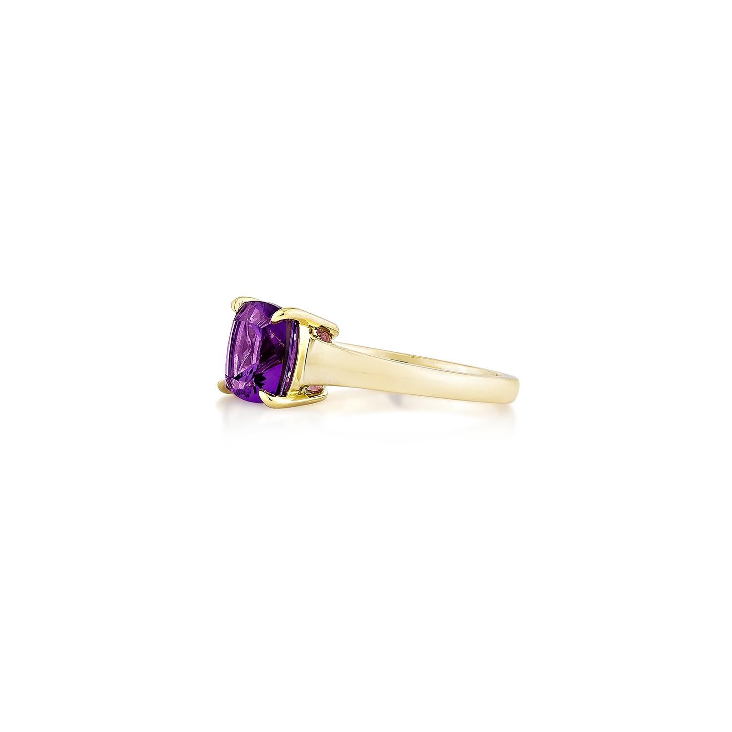 Cushion Cut Sunita Nahata Amethyst 2.04ct. Fancy ring in 14Karat Yellow Gold. For Sale