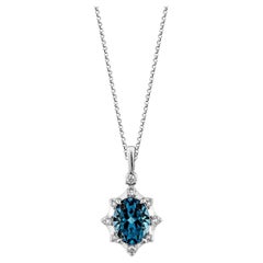 Sunita Nahata London Blue Topaz 2.07ct. Pendant in 14KWG with White Diamond.