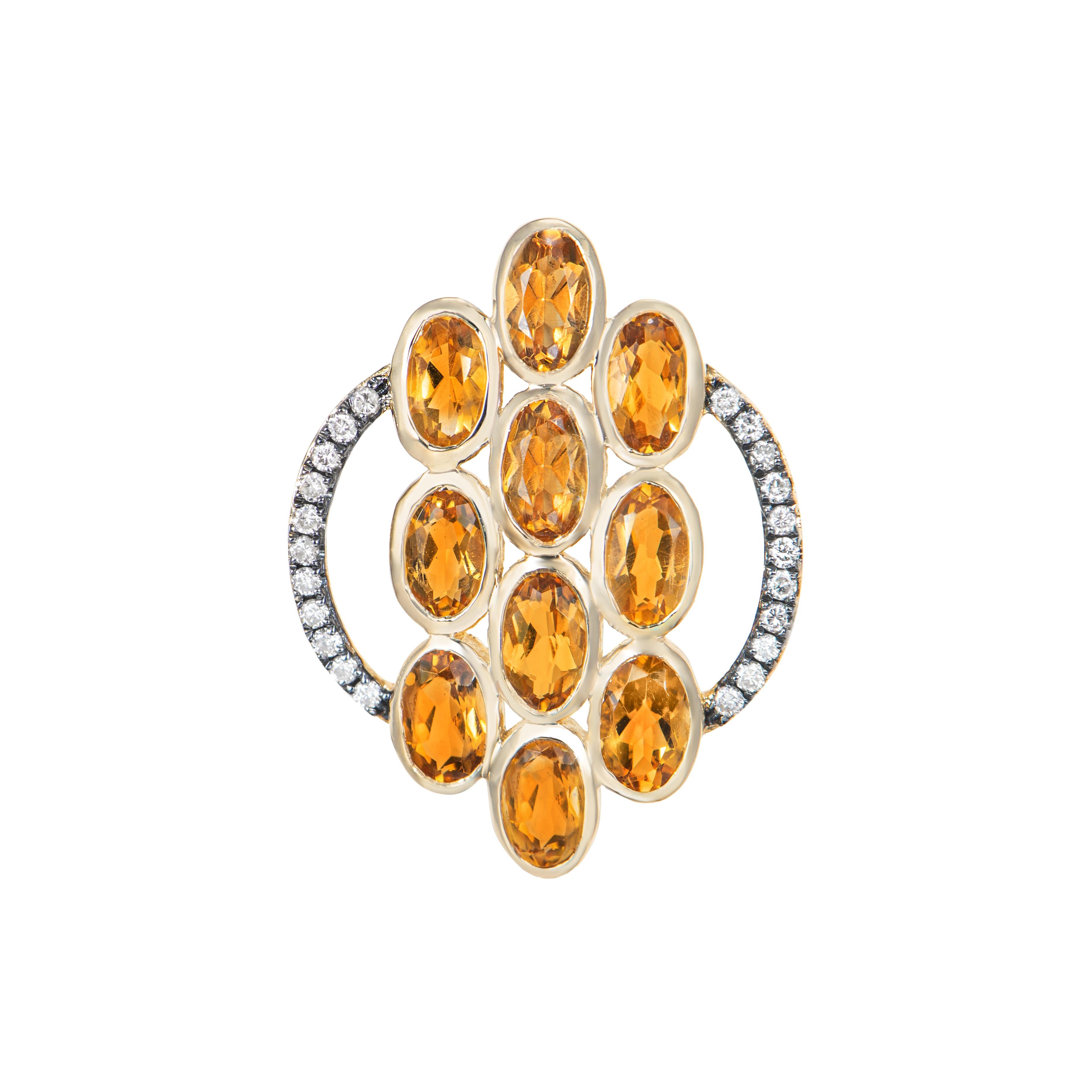 Contemporain Sunita Nahata Citrine 2.08 carats Pendentif en 14KYG avec diamant Brown. en vente