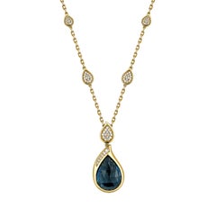 Sunita Nahata London Blue Topaz 21.07ct. Necklace in 18KRG with White Diamond