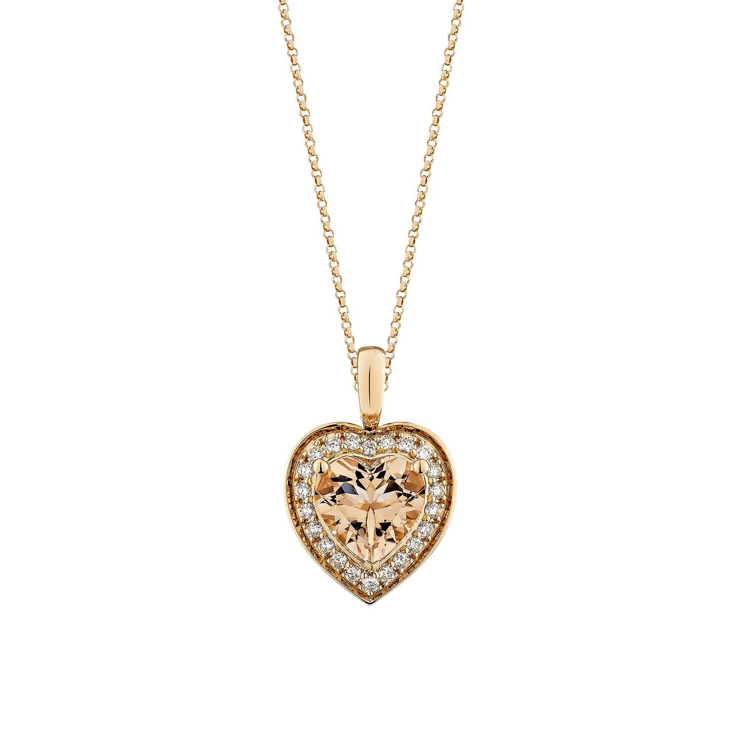 Contemporaneo Sunita Nahata Morganite 2.15ct. Ciondolo in 18KRG con diamante bianco. in vendita