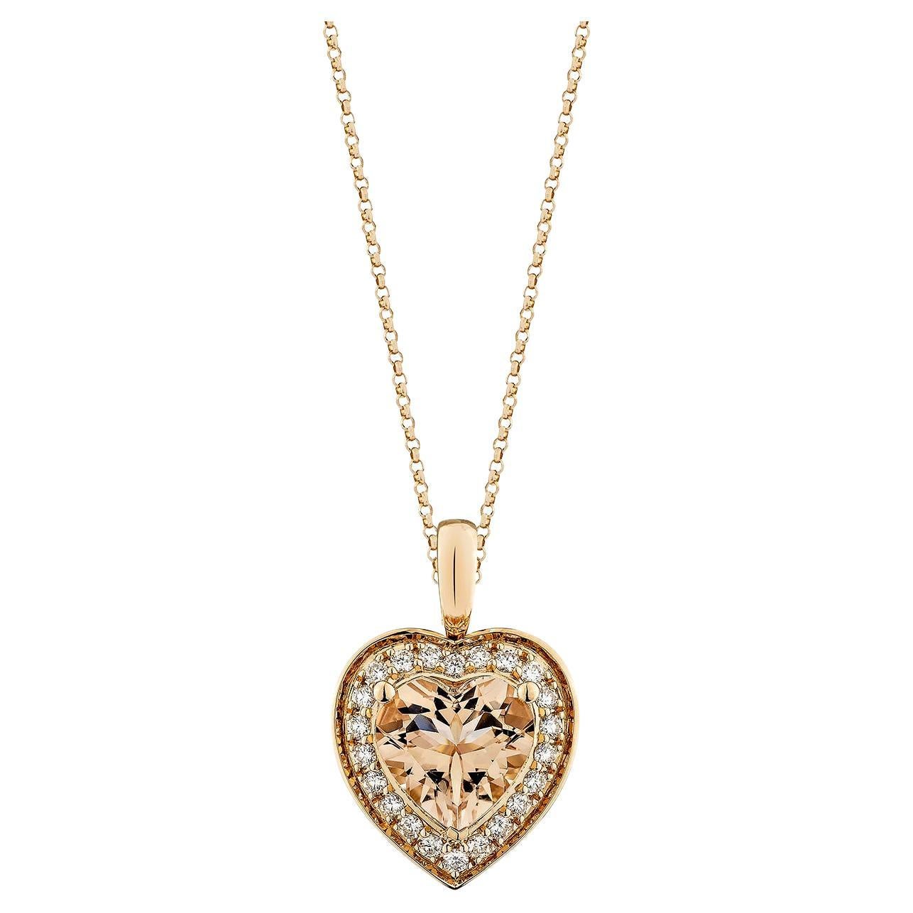 Sunita Nahata Morganite 2.15ct. Pendant in 18KRG with White Diamond.