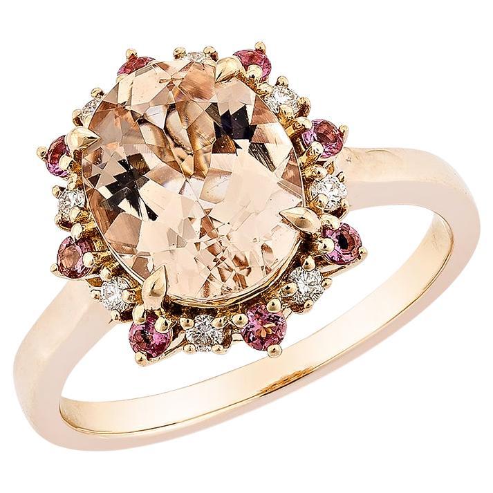 Sunita Nahata Morganite 2.16ct. Fancy Ring in 18KRG with Diamond.