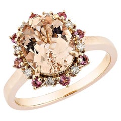 Sunita Nahata Morganita 2.16ct. Anillo de fantasía en 18KRG con diamante.