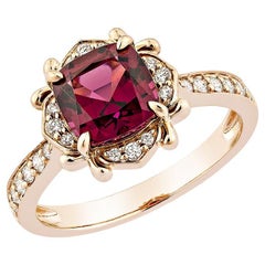 Sunita Nahata Rhodolite 2.16 carats Bague fantaisie 14 carats avec diamant blanc.