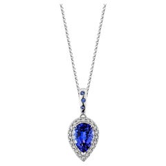 Sunita Nahata Tanzanite & Blue Sapphire 2.16ct. Pendant in 18KWG with Diamond.