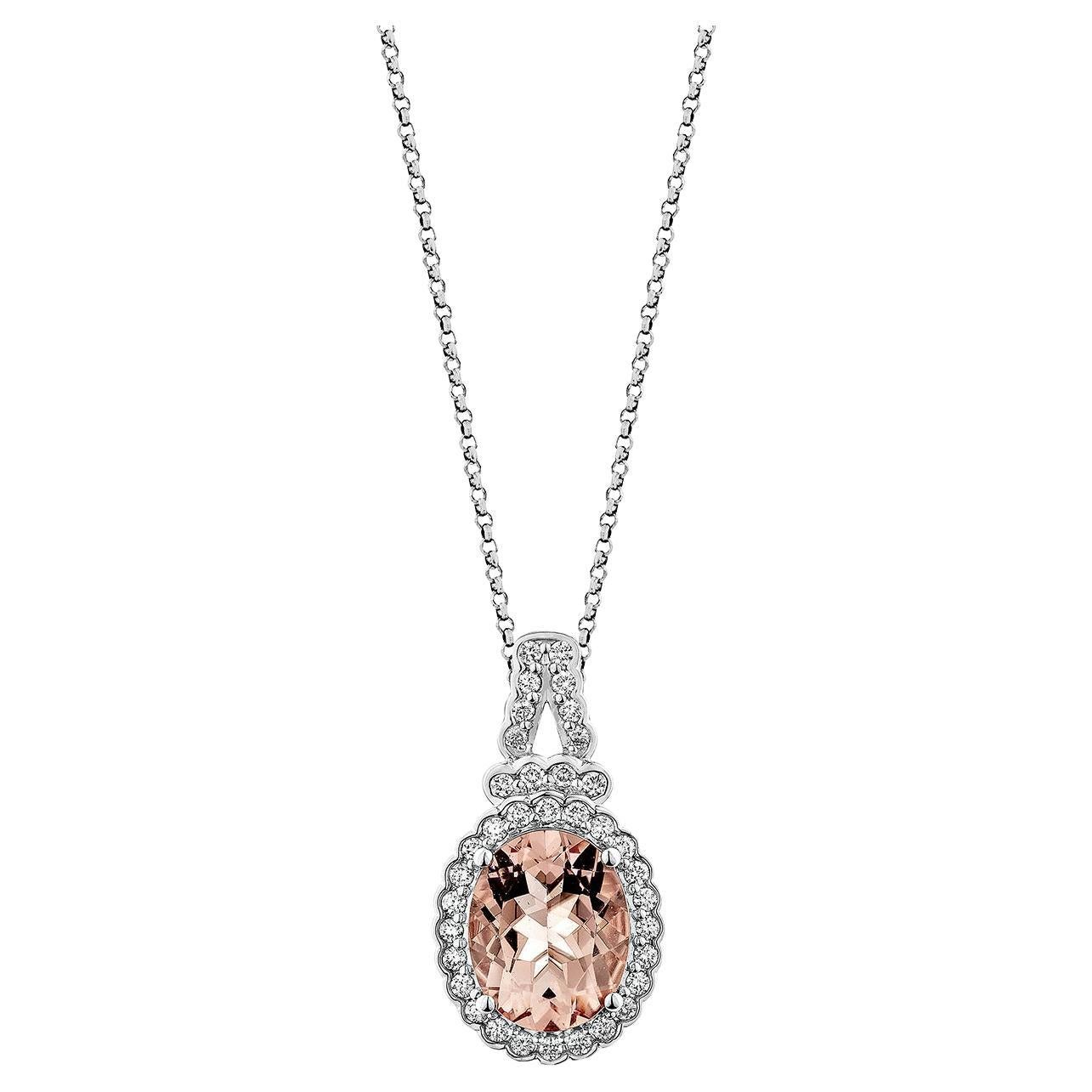 Morganite rosa Sunita Nahata 2.17ct. Ciondolo in 18KWG con diamante Whiting.