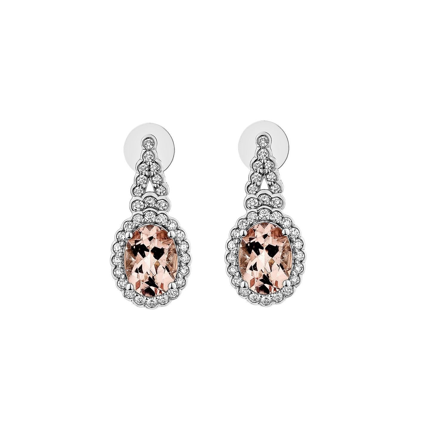 Contemporaneo Morganite rosa Sunita Nahata 2.19ct. Orecchini in 18KWG con diamante. in vendita