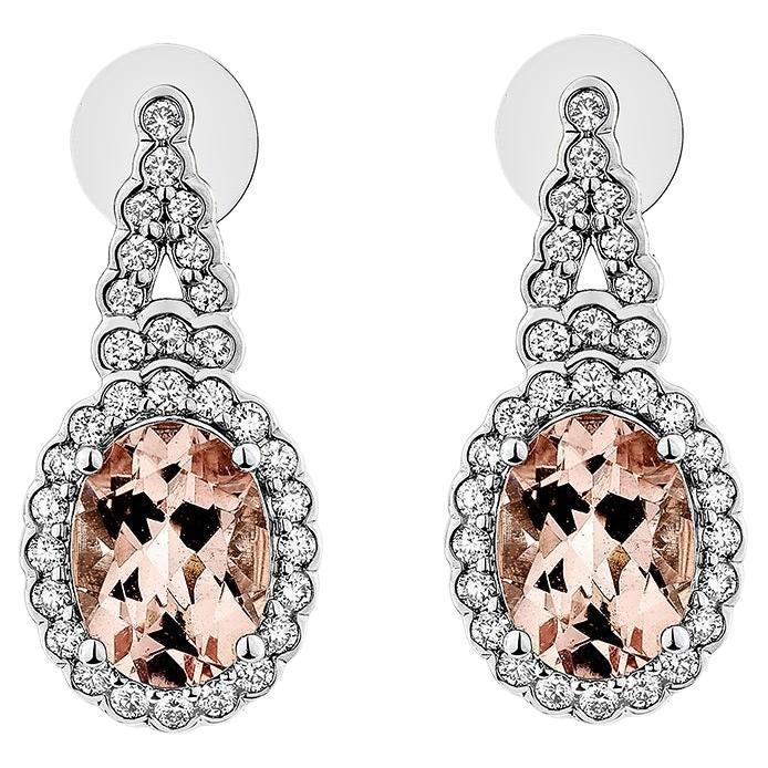 Sunita Nahata Pink Morganite 2.19ct. Earrings in 18KWG with Diamond.
