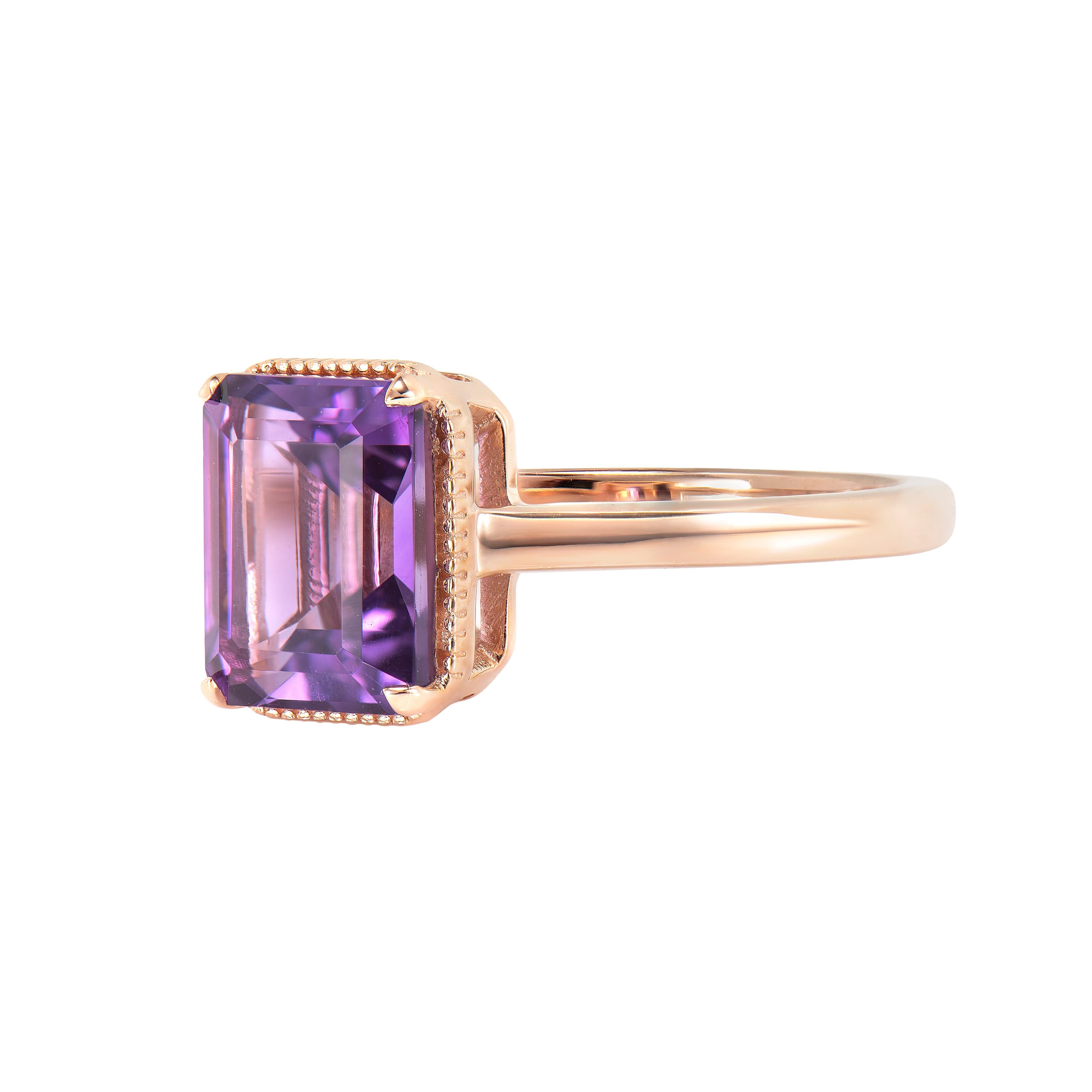 Octagon Cut Sunita Nahata Amethyst 2.20ct. Fancy Ring in 14KRG. For Sale