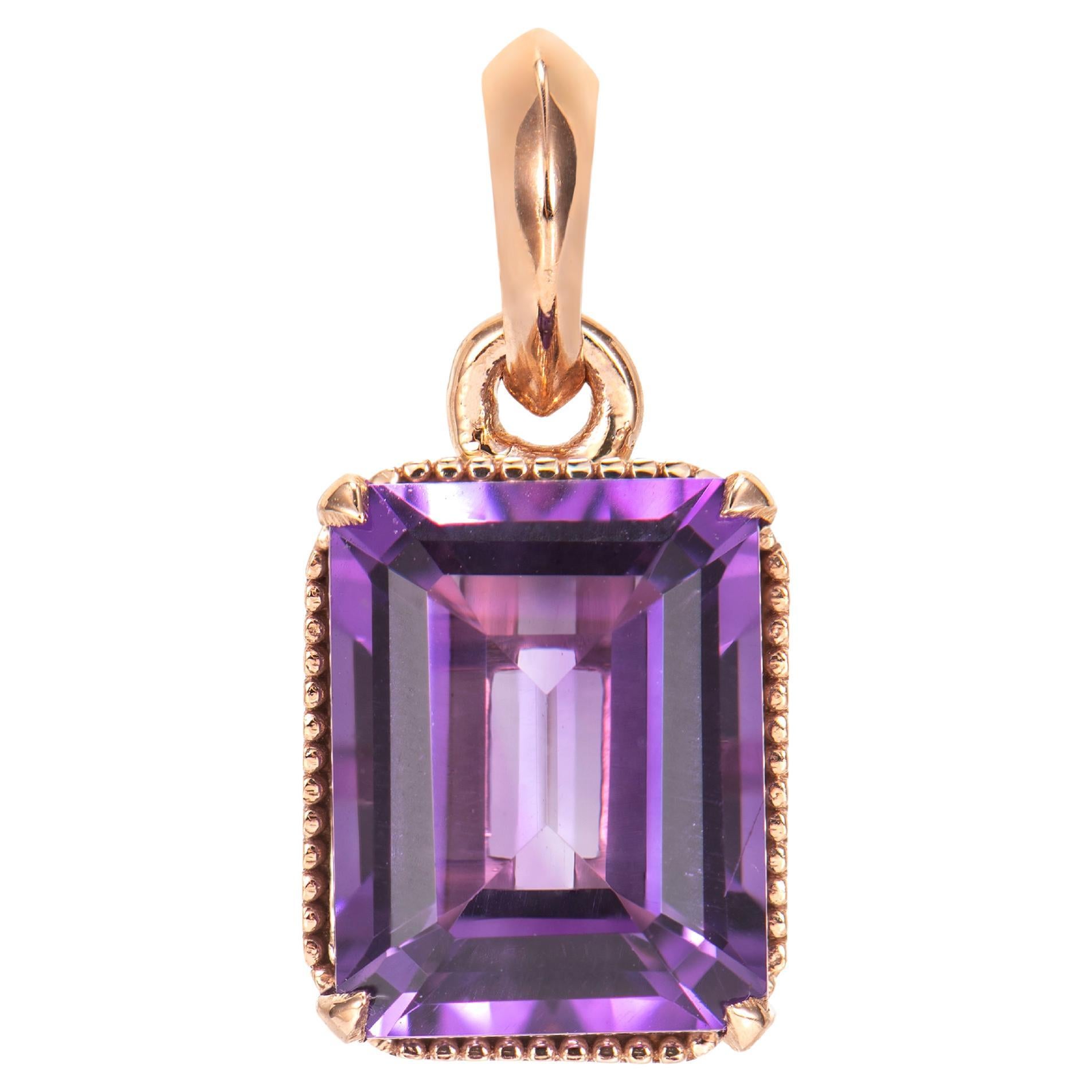 Sunita Nahata Amethyst 2.20ct. Pendant in 14Karat Rose Gold..