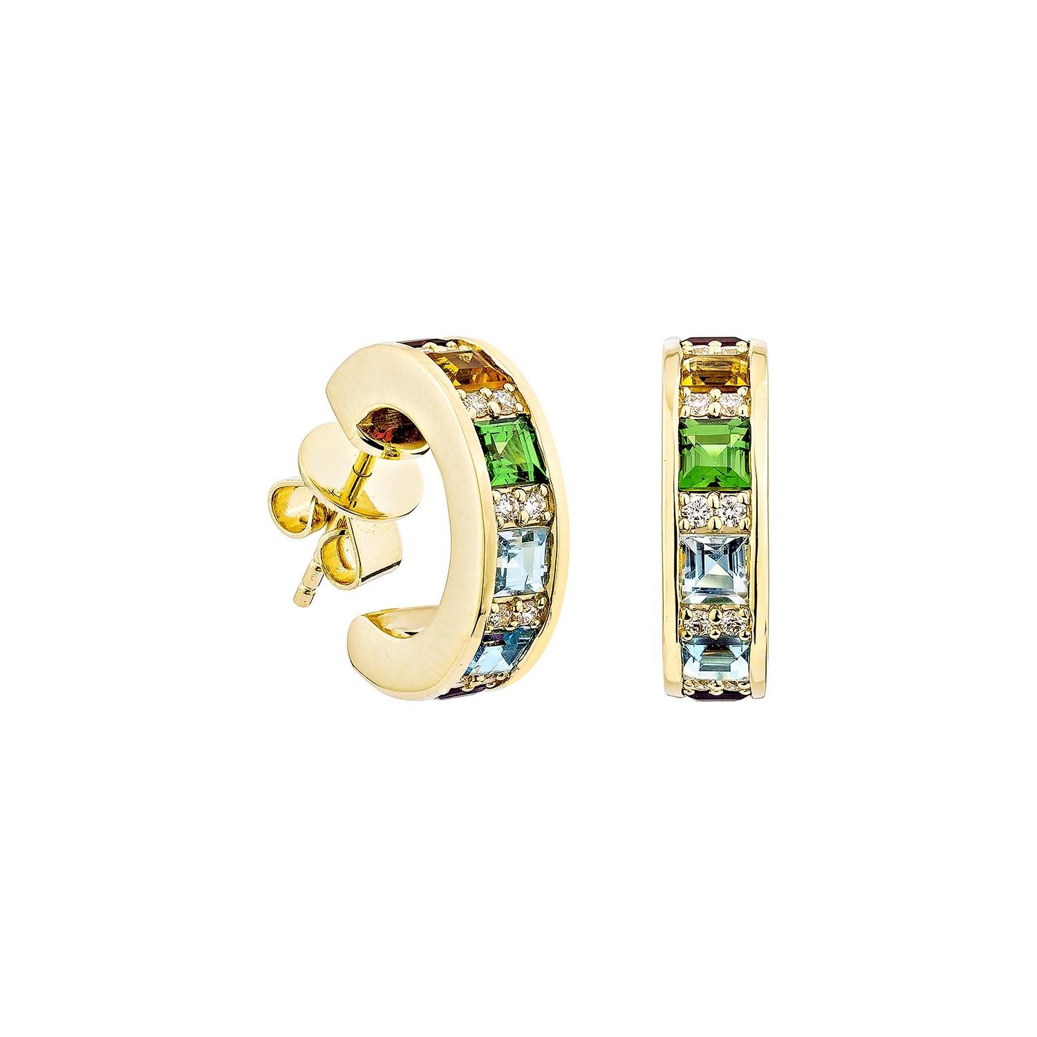 Ti presentiamo gli orecchini arcobaleno della Collection'S di Sunita Nahata. Questi splendidi orecchini sono composti da gemme vivaci che riflettono le sfumature dell'arcobaleno e simboleggiano speranza, gioia e varietà. Questi orecchini offrono