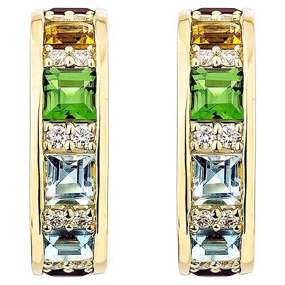 Sunita Nahata 2.21 carat Rainbow Gemstones Earring in 18KYG with Diamond.