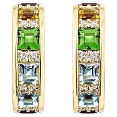 Sunita Nahata Boucles d'oreilles en pierres Rainbow Diamonds de 2,21 carats en 18KYG avec diamant.