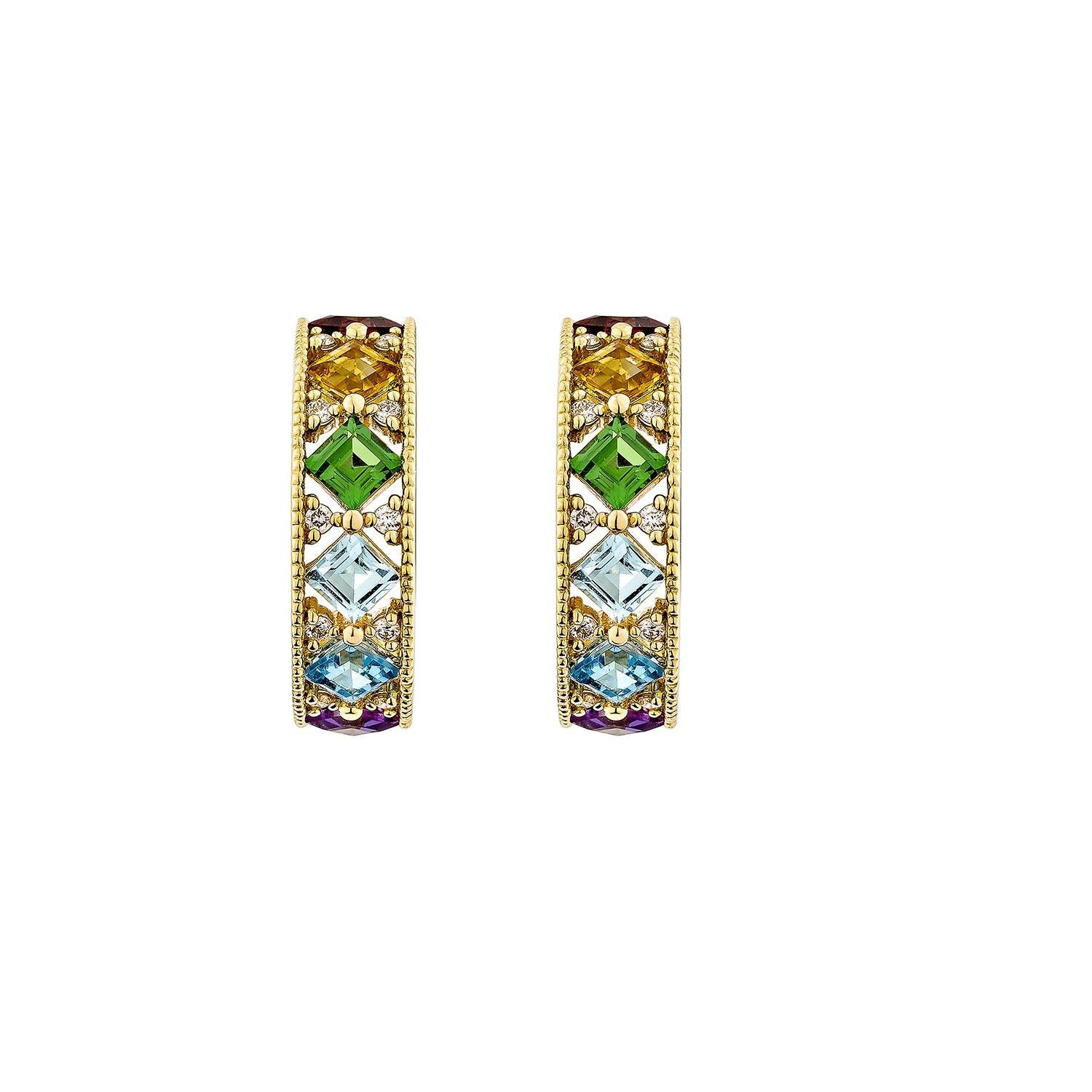 Contemporaneo Gemme arcobaleno Sunita Nahata 2.23ct. Orecchini in 18KYG con diamante. in vendita