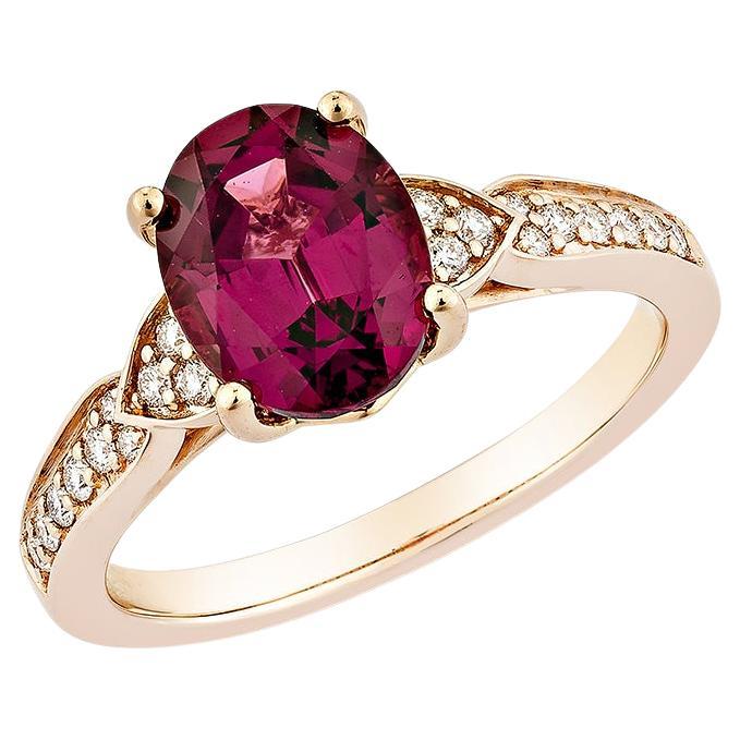 Sunita Nahata Rhodolite 2.28ct. Fancy Ring in 14KRG with White Diamond.
