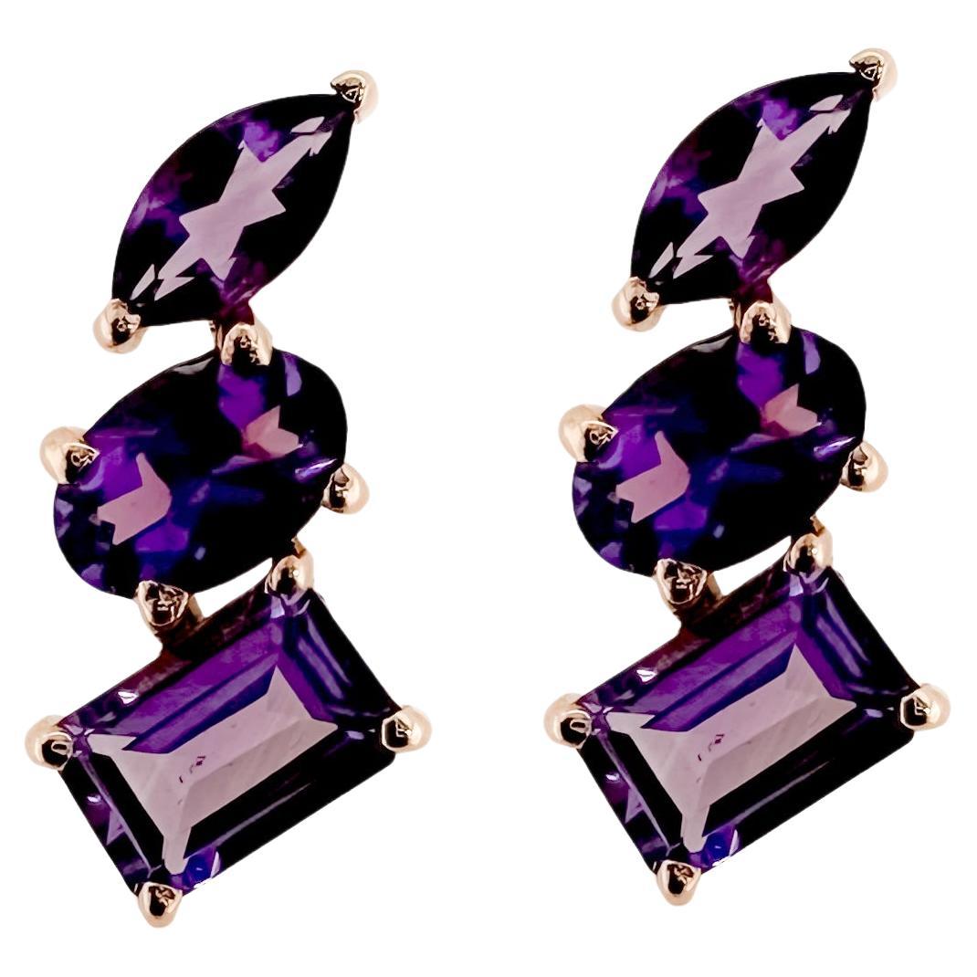 Sunita Nahata Amethyst 2.29ct. Drop Earrings in 14KRG.