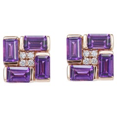 Sunita Nahata Amethyst 2.31 Karat. Ohrstecker aus 18KRG mit weißem Diamanten.