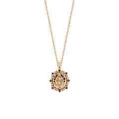 Sunita Nahata Morganite e Tormalina 2,32ct. Ciondolo in 18KRG con diamante.