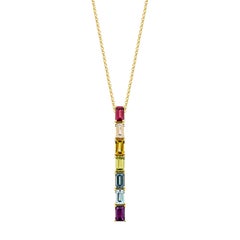Sunita Nahata Rainbow Gemstones 2.32ct. Pendant in 18Karat Yellow Gold.