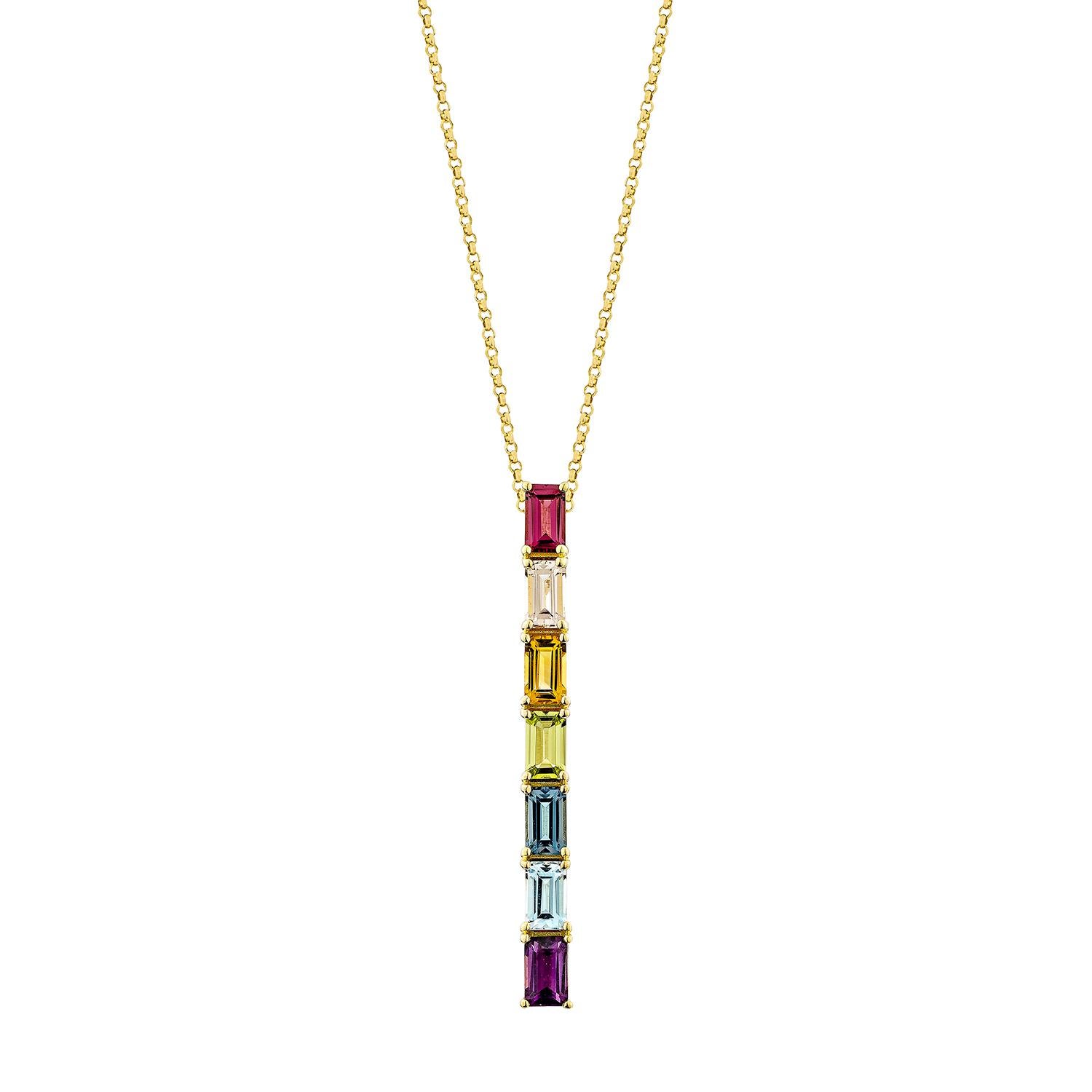 Contemporain Sunita Nahata Rainbow Gemstones 2.32 carats Pendentif en or jaune 18 carats. en vente