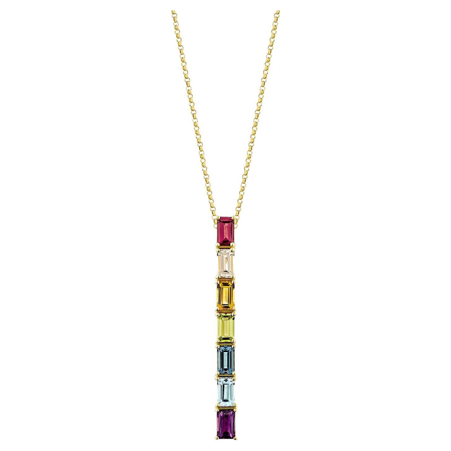 Sunita Nahata Rainbow Gemstones 2.32ct. Pendant in 18Karat Yellow Gold.