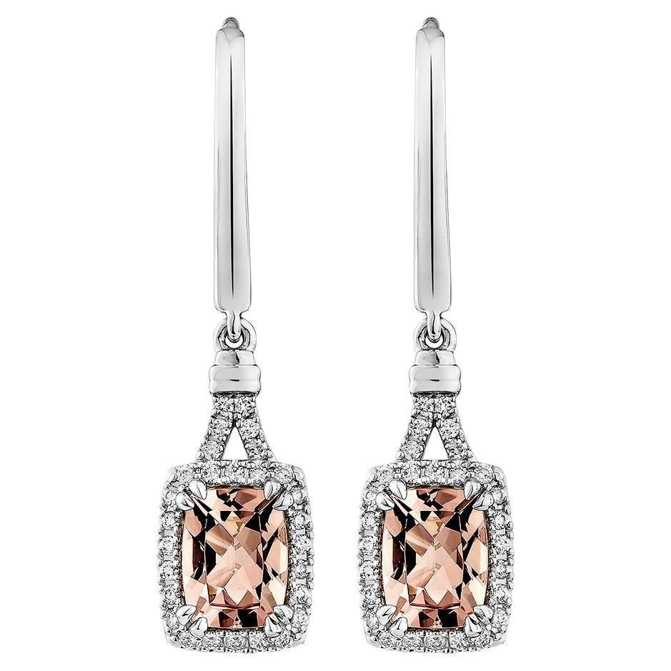 Sunita Nahata Pink Morganite 2.38ct. Earrings in 18KWG with Diamond.